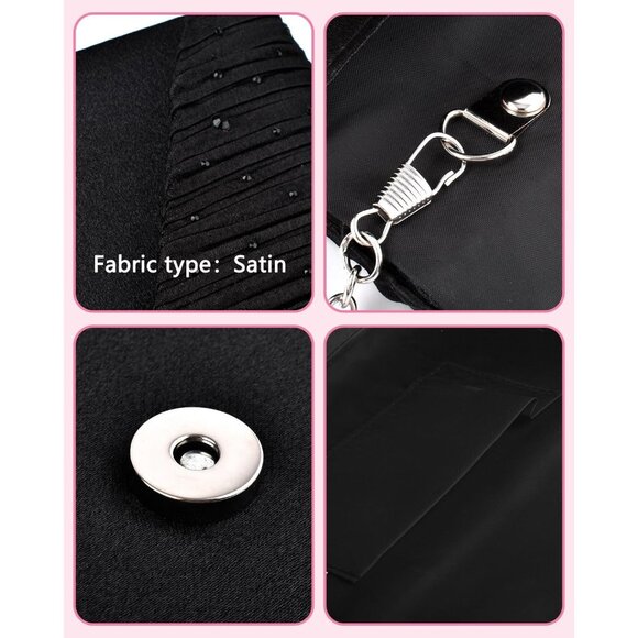 Evening Clutch Purse for Women Sparkly Bow Glitter Wedding Party Black Bag - Picture 4 of 7